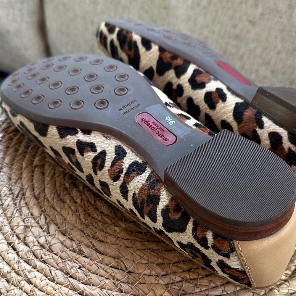 Marc Joseph New York Leather Leopard Print Flats with Gold Buckle size 9.5 - Picture 6 of 6